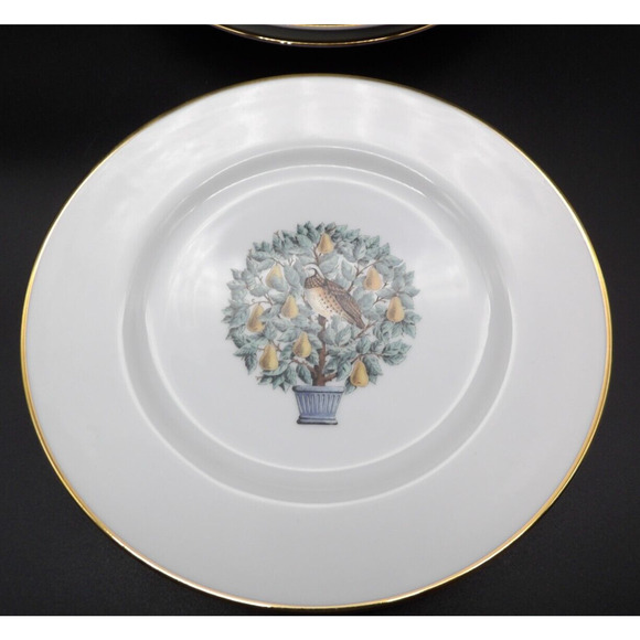 Avon 12 Days of Christmas Dessert Plates Set of 4 VTG Holiday 14K Gold Trim - Picture 2 of 4